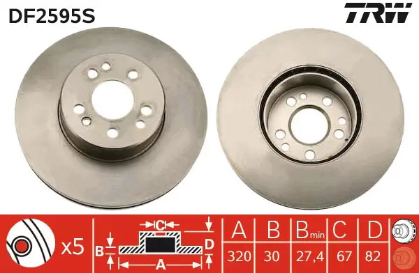 Brake Disc DF2595S - TRW