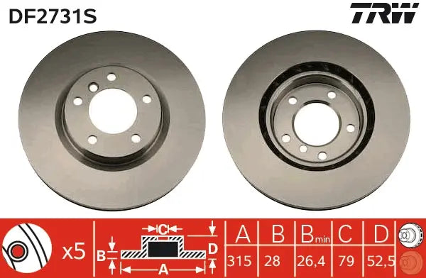 Brake Disc DF2731S - TRW