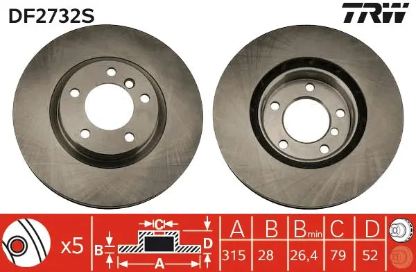 Brake Disc DF2732S - TRW