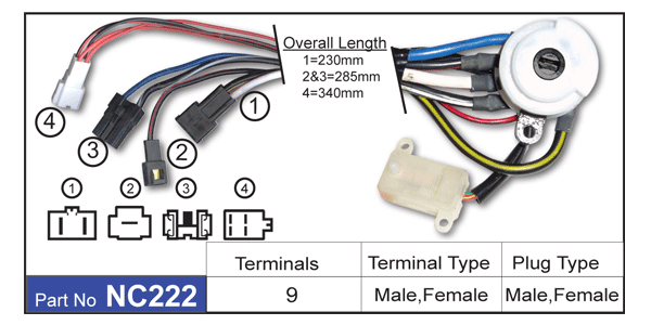 Ignition Switch NC222 - Nice Products | Universal Auto Spares