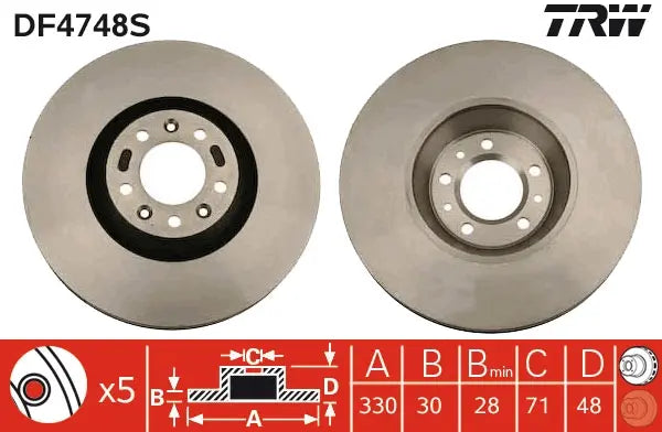 Brake Disc DF4748S - TRW