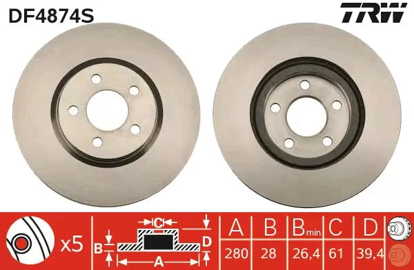Brake Disc DF4874S - TRW