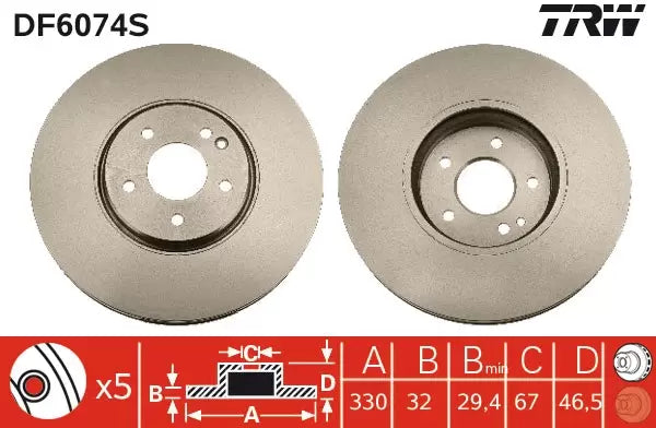 Brake Disc DF6074S - TRW