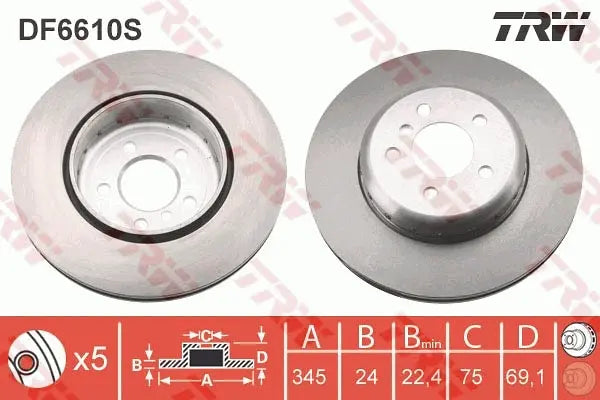 Brake Disc DF6610S - TRW
