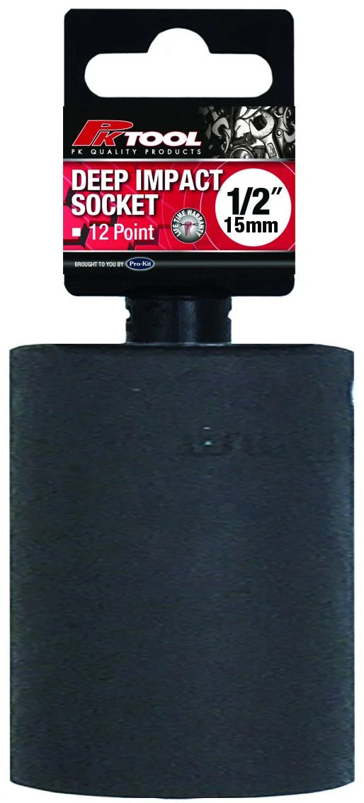 15mm 12PT Metric 1/2” DR Deep Socket - PKTool