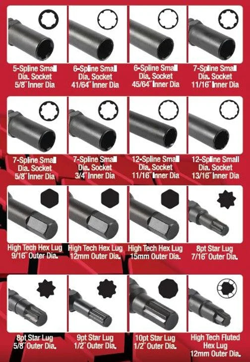 16 Pieces Universal Master Locking Wheel Nut Socket Set - PKTool