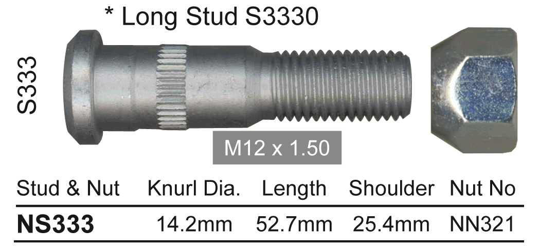 Stud & Nut NS333 - Nice Products | Universal Auto Spares