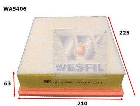Air Filter A1958 Fits LDV WA5406 - Wesfil
