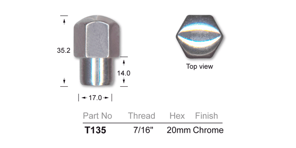 Chrome Nut T135 - Nice Products | Universal Auto Spares
