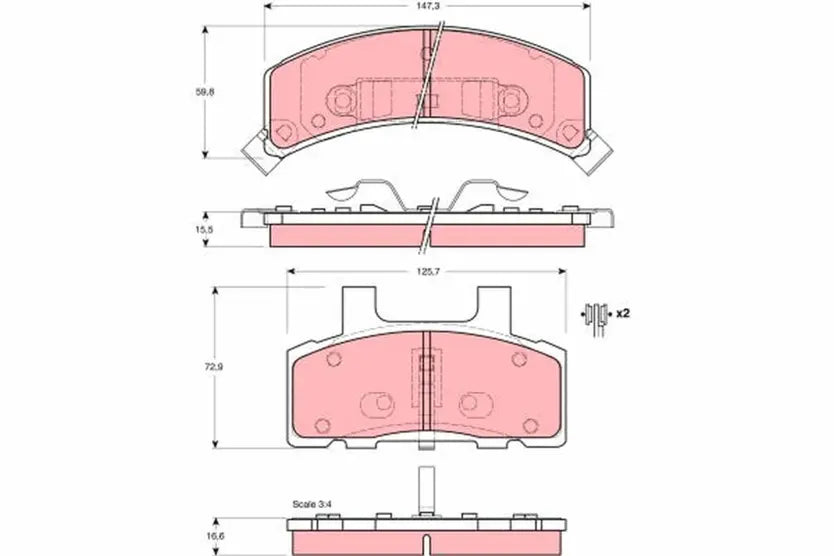 Brake Pad Set, Disc Brake GDB404 - TRW
