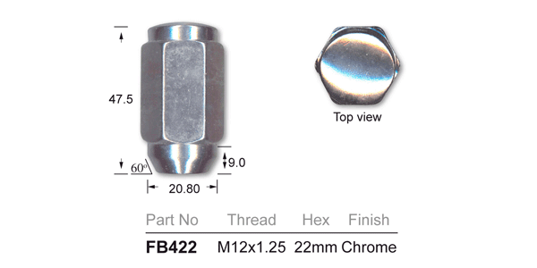 Chrome Nut FB422 - Nice Products | Universal Auto Spares
