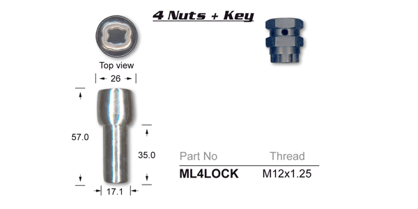 Lock Nuts (set of 4) ML4LOCK - Nice Products | Universal Auto Spares