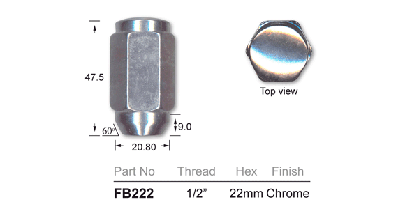 Chrome Nut FB222 - Nice Products | Universal Auto Spares