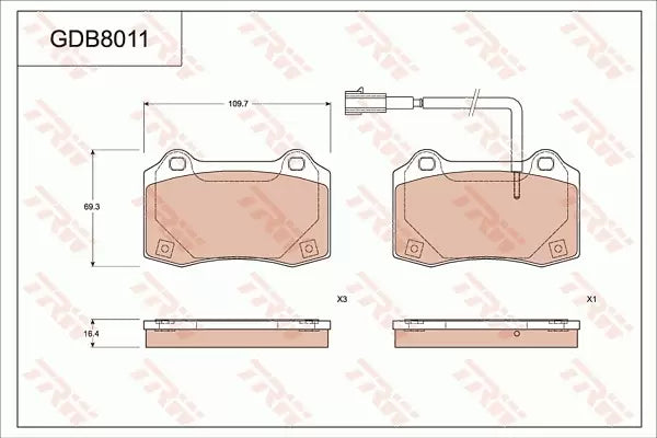 Brake Pad Set, Disc Brake GDB8011 - TRW