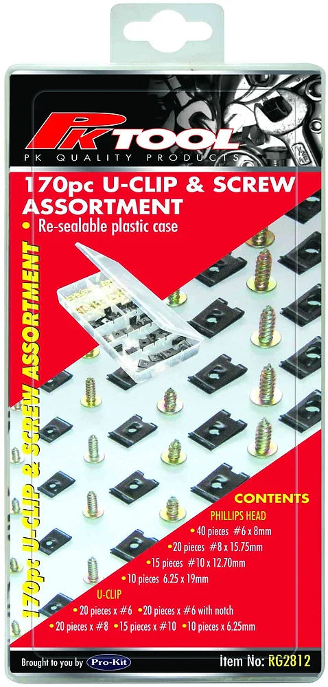 170 Pieces of U-Clips & Screws Kit Set - PKTool