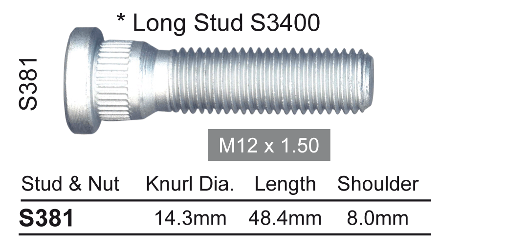 Wheel Stud S381 - Nice Products | Universal Auto Spares