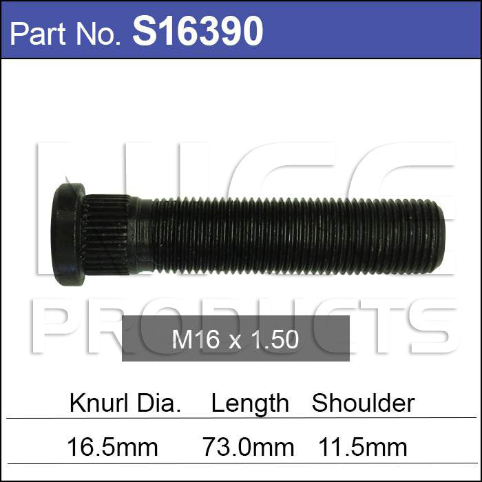 Long wheel stud S16390 - Nice Products | Universal Auto Spares