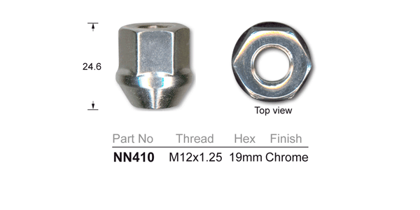 Chrome nut NN410 - Nice Products | Universal Auto Spares