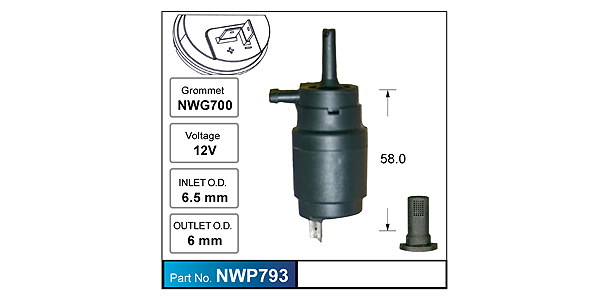 Washer Pump NWP793 - Nice Products | Universal Auto Spares