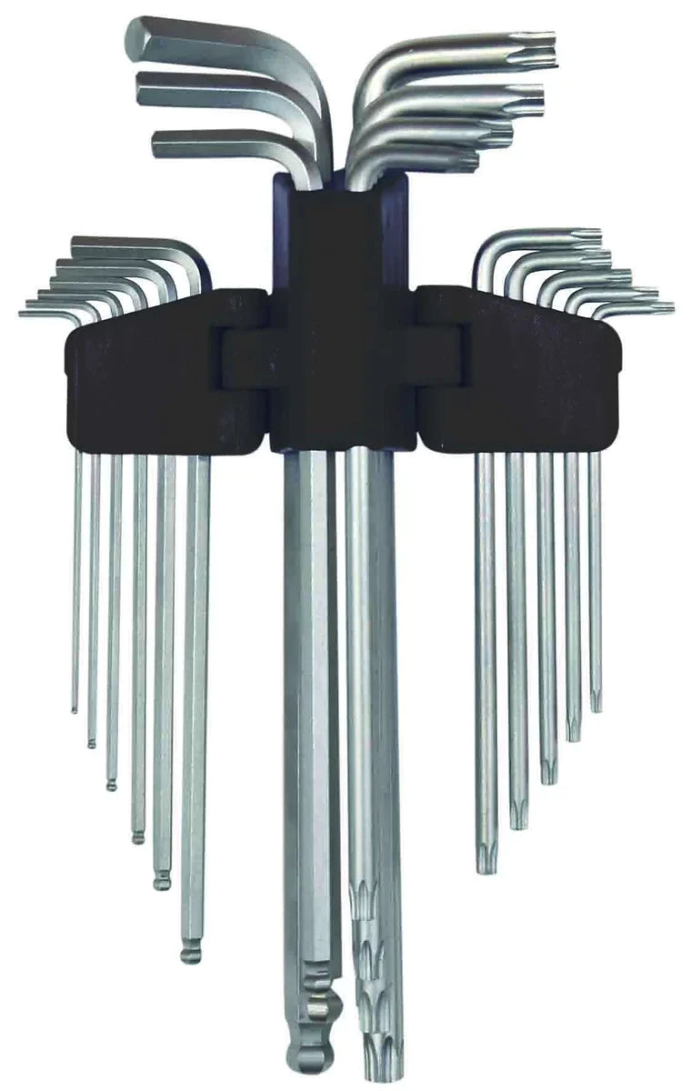 18 Pieces Extra Long Ball End Hex & Star Key Set - PKTool