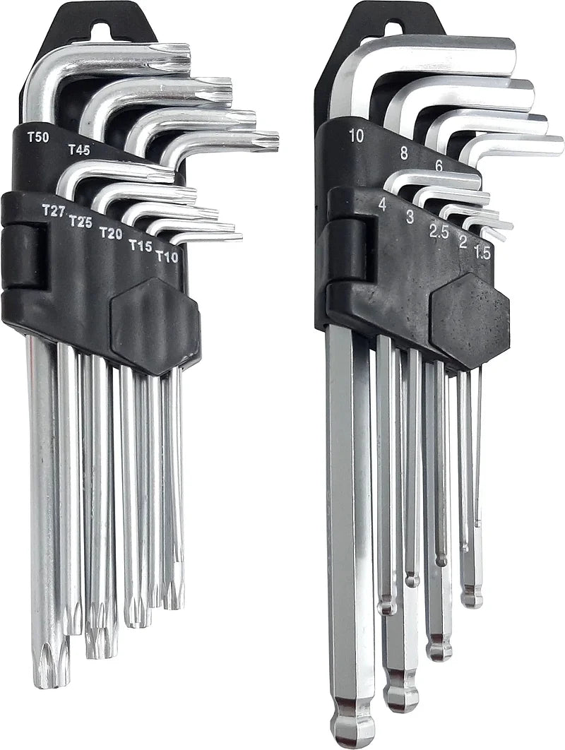 18 Pieces Metric Ball End Hex & Tamper Proof Star Key Set - PKTool