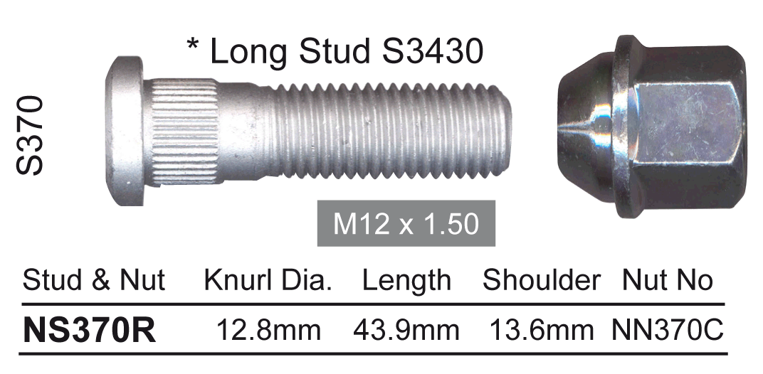 Wheel Stud NS370R - Nice Products | Universal Auto Spares