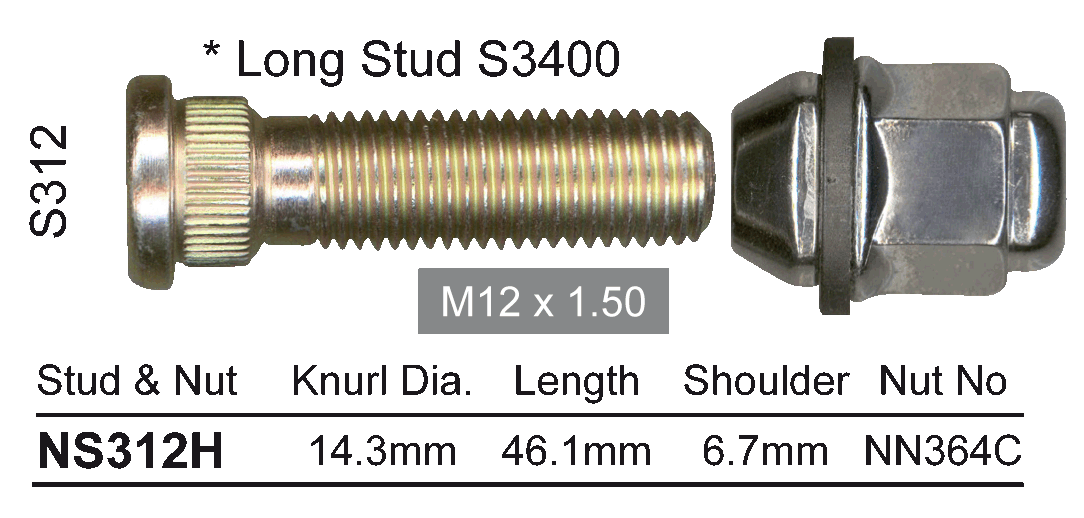 Stud & Nut NS312H - Nice Products | Universal Auto Spares