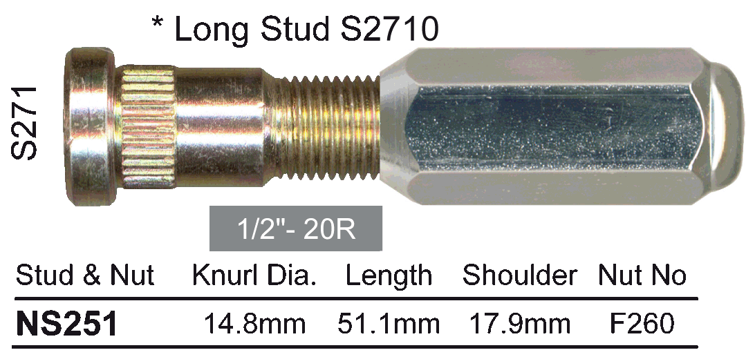 Stud & Nut NS251 - Nice Products | Universal Auto Spares