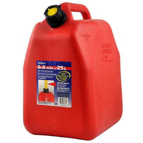 Fuel Can 25L Red Plastic Squat with Pourer - Scepter