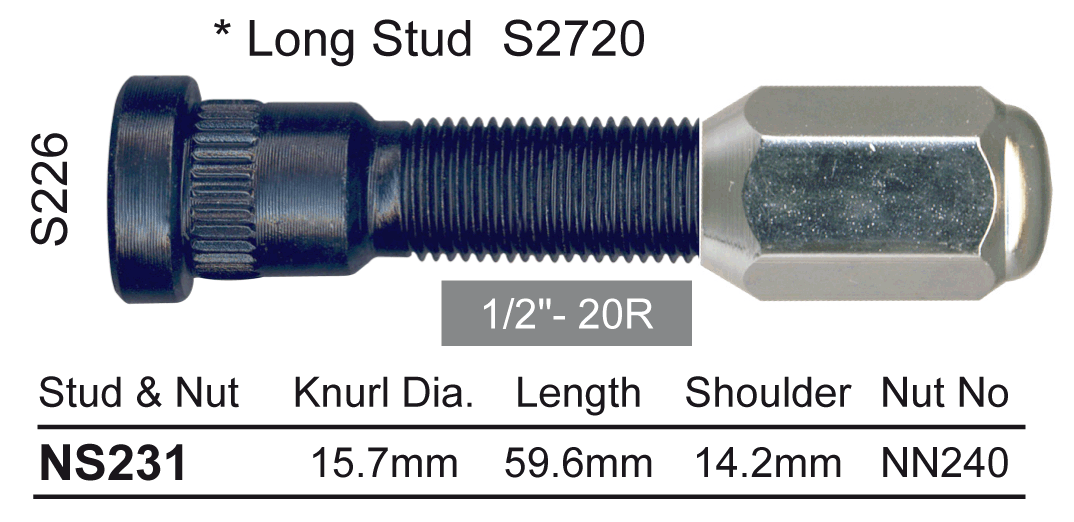 Stud & Nut NS231 - Nice Products | Universal Auto Spares