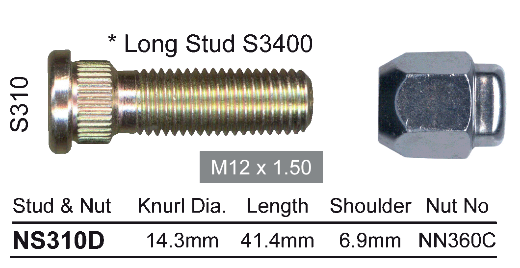 Stud & Nut NS310D - Nice Products | Universal Auto Spares