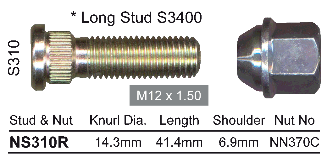 Stud & Nut NS310R - Nice Products | Universal Auto Spares