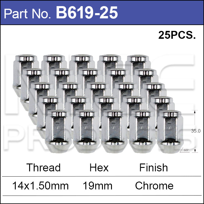 Chrome Nut pk25 B619-25 - Nice Products | Universal Auto Spares