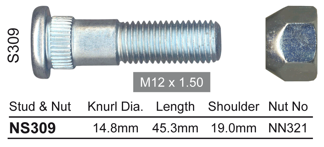 Stud & Nut NS309 - Nice Products | Universal Auto Spares
