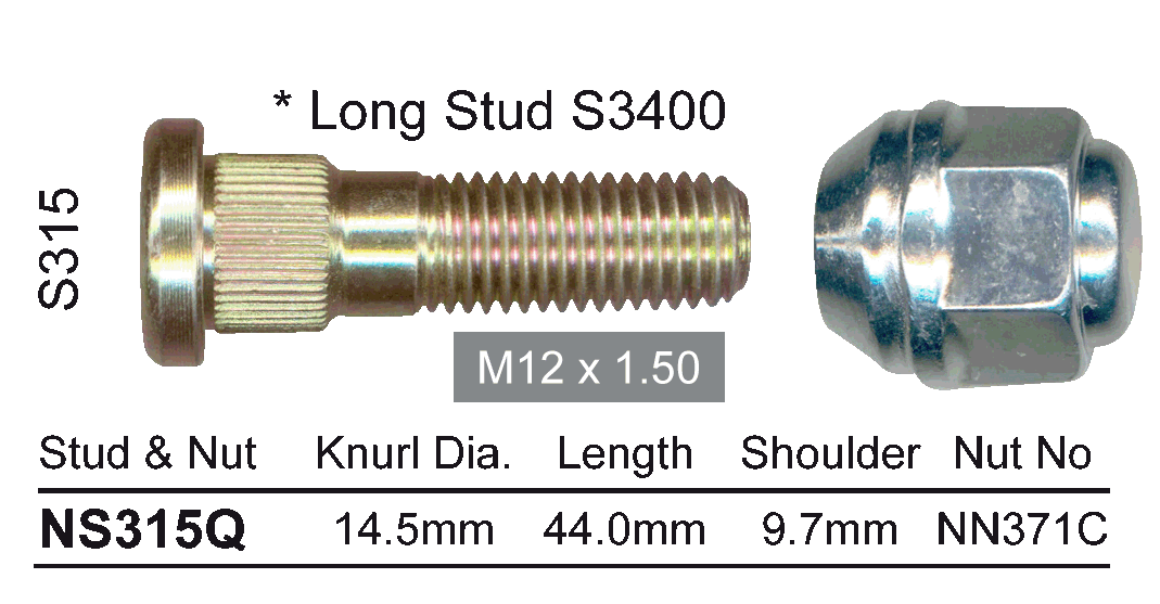 Stud & Nut NS315Q - Nice Products | Universal Auto Spares