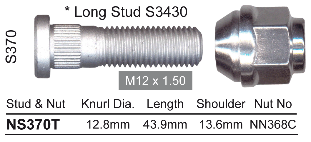 Stud & Nut NS370T - Nice Products | Universal Auto Spares
