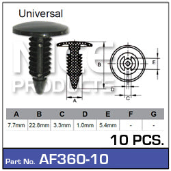 Fasteners Pkt 10 AF360-10 - Nice Products | Universal Auto Spares