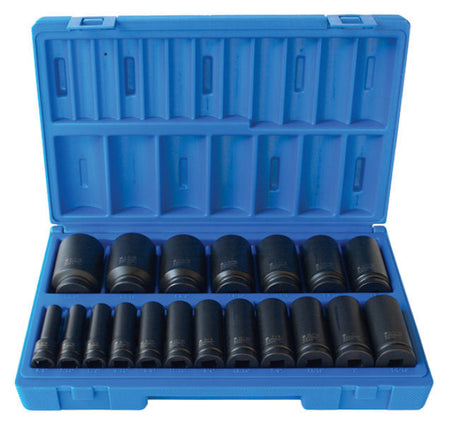 19 Piece 1/2 Drive 6-Point Imperial Deep Blow-Mold Case