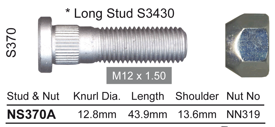 Stud & Nut NS370A - Nice Products | Universal Auto Spares