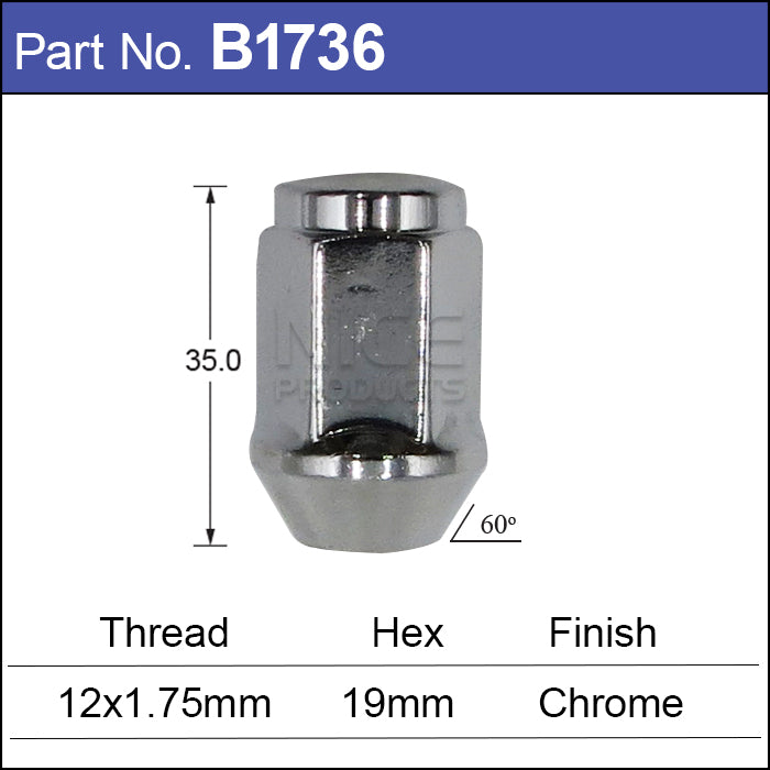 Chrome Nut B1736 - Nice Products | Universal Auto Spares