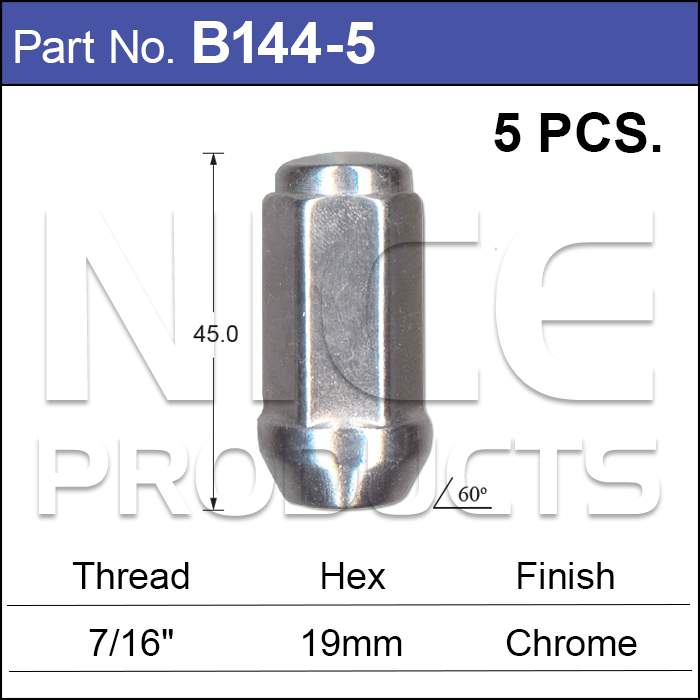 Chrome Nuts pk5 B144-5 - Nice Products | Universal Auto Spares