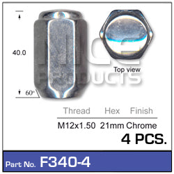 Chrome Nuts pk 4 F340-4 - Nice Products | Universal Auto Spares