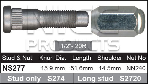 Stud & Nut NS277 - Nice Products | Universal Auto Spares