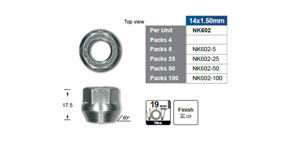 Wheel Nut NK602 - Nice Products | Universal Auto Spares