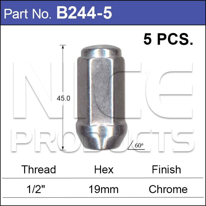 Chrome Nuts pk5 B244-5 - Nice Products | Universal Auto Spares