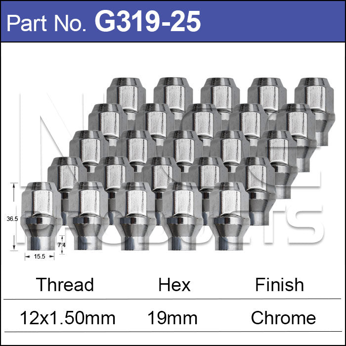 Chrome Nuts pk25 G319-25 - Nice Products | Universal Auto Spares