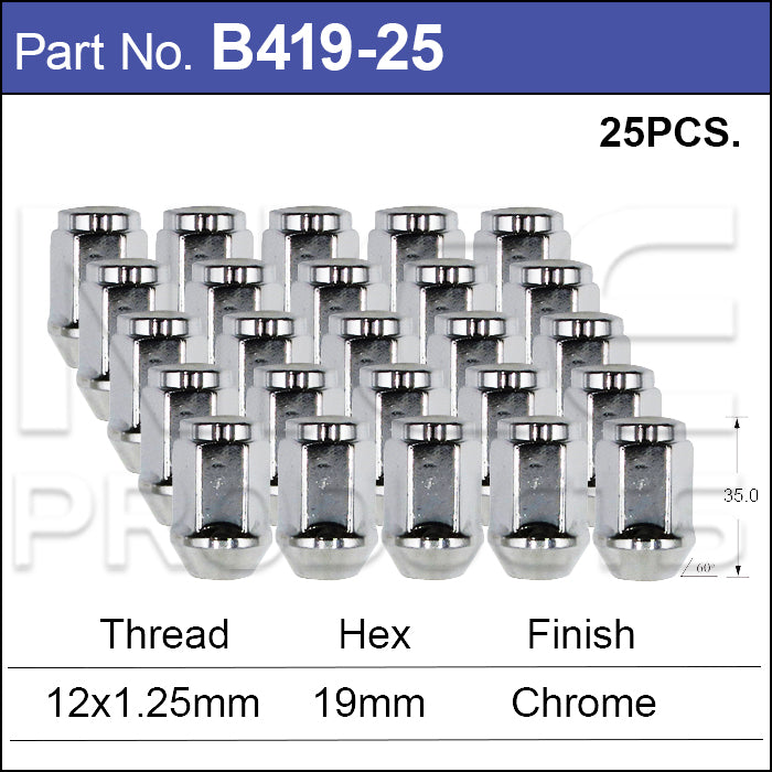Chrome Nut B419-25 - Nice Products | Universal Auto Spares