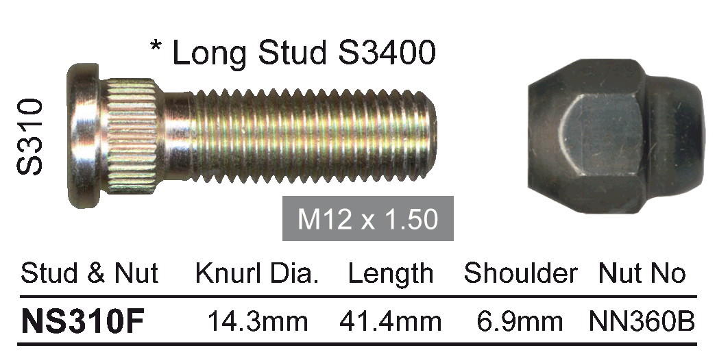 Stud & Nut NS310F - Nice Products | Universal Auto Spares