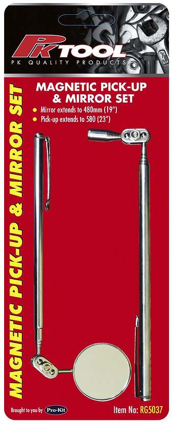 2 Piece Magnetic Pick Up Tool & Inspection Mirror Set - PKTool | Universal Auto Spares