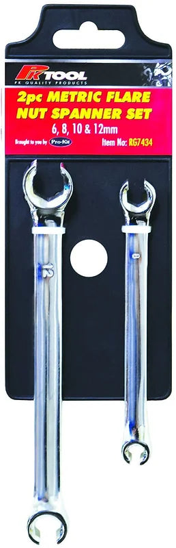 2 Pieces Metric Flare Nut CR-V Spanner Set - PKTool